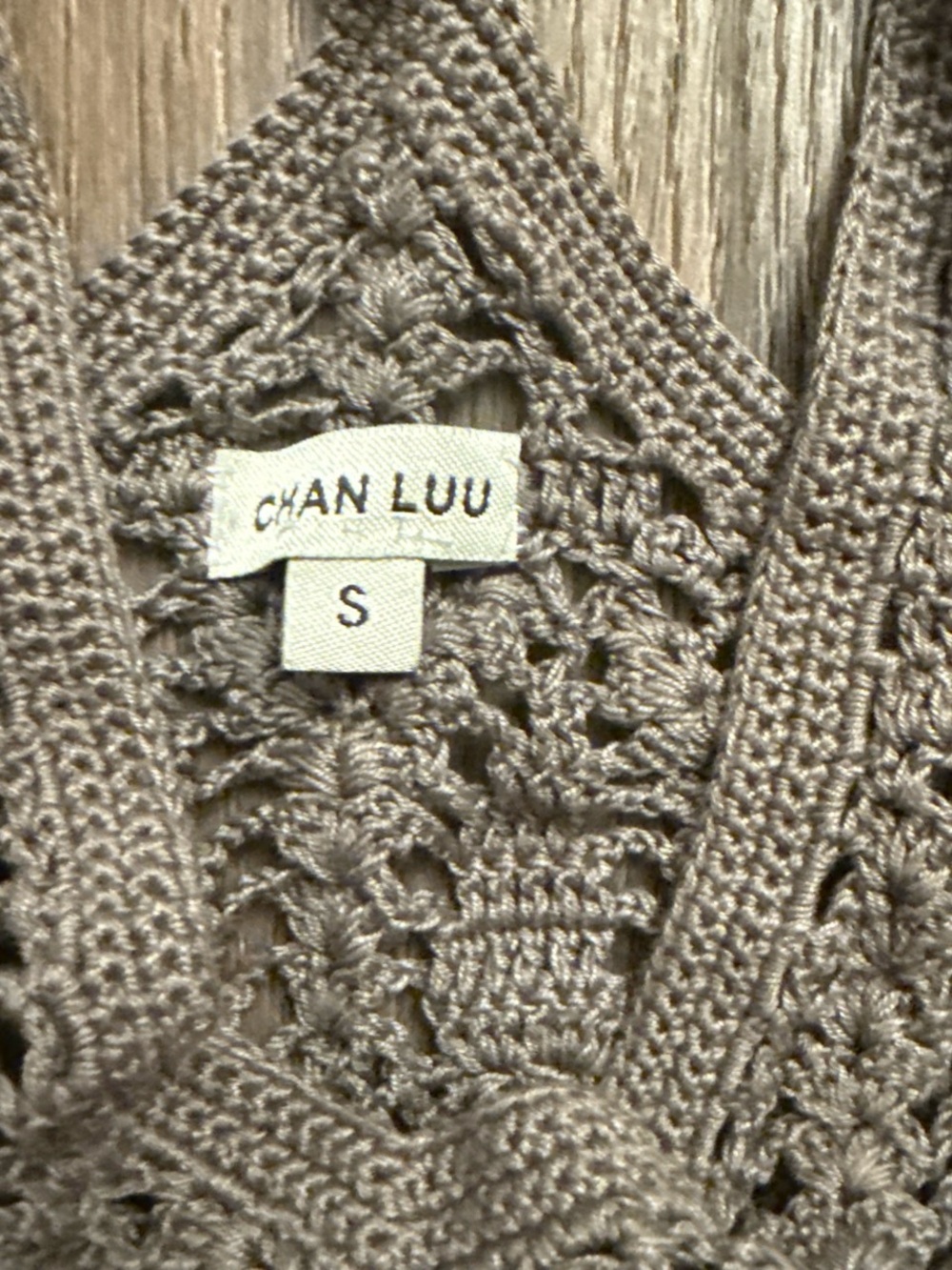 Chan luu small Crochet Halter Crop Top in Taupe - Picture 4 of 5